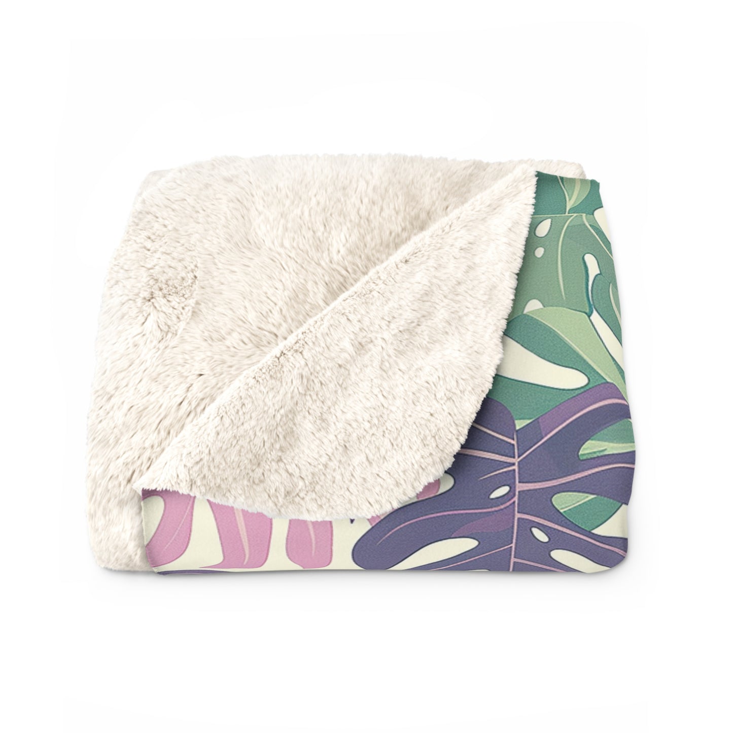 Monstera Madness Sherpa Fleece Blanket