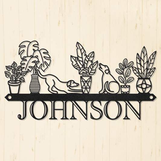 Personalized Dogs & Plants Metal Wall Art