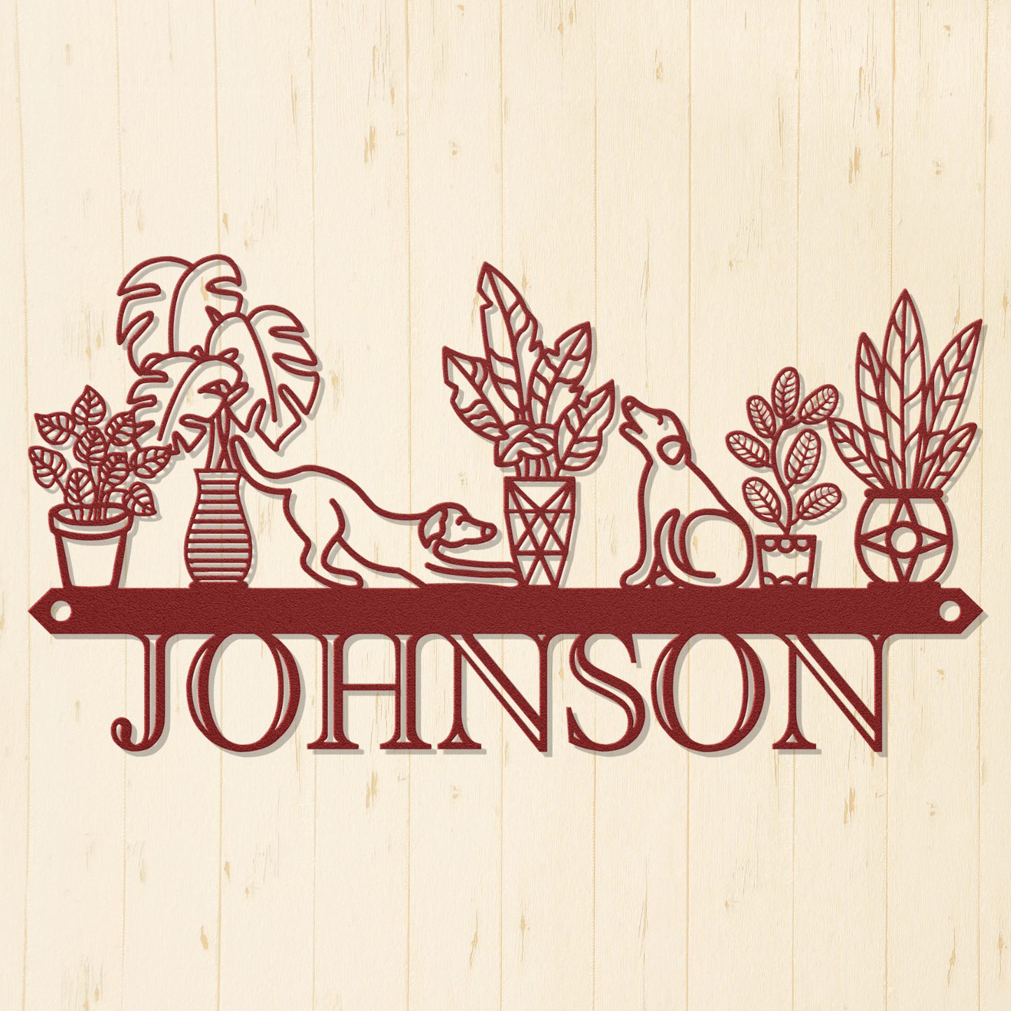 Personalized Dogs & Plants Metal Wall Art