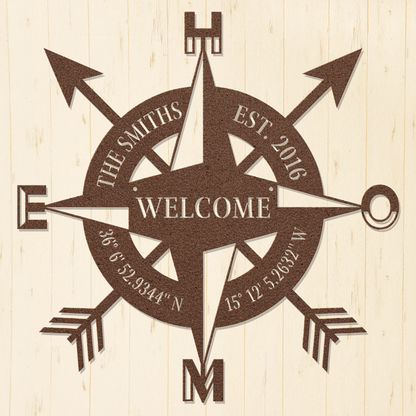 Personalized Home Compass Metal Wall Art