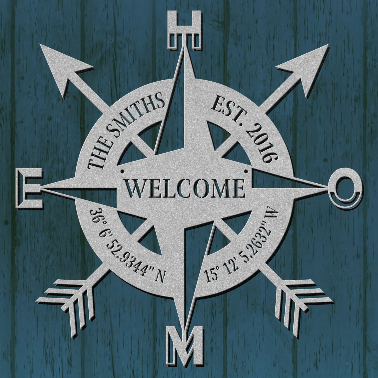 Personalized Home Compass Metal Wall Art