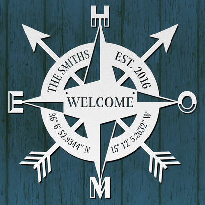 Personalized Home Compass Metal Wall Art