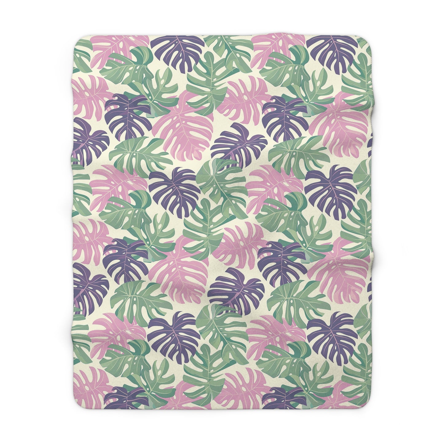 Monstera Madness Sherpa Fleece Blanket