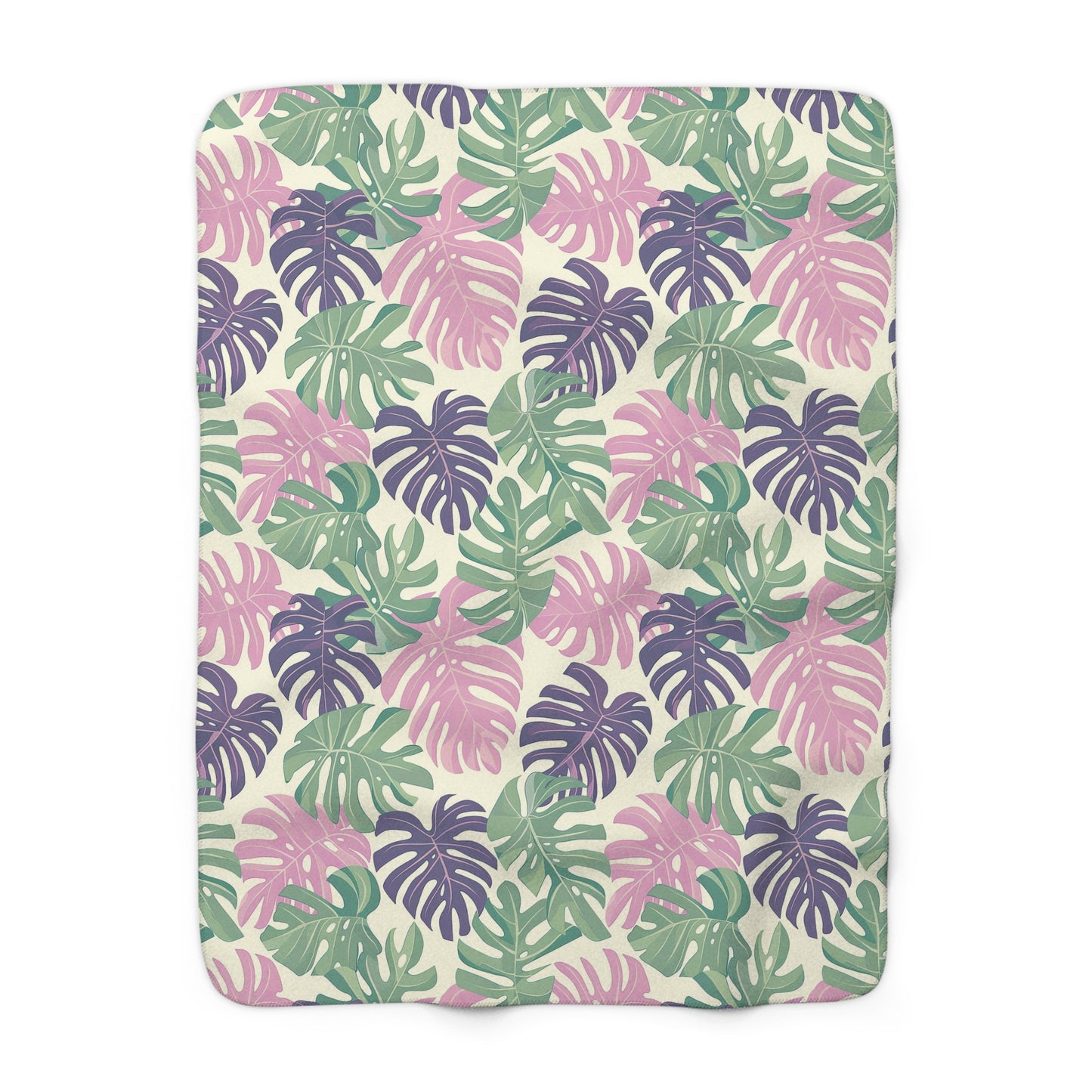 Monstera Madness Sherpa Fleece Blanket